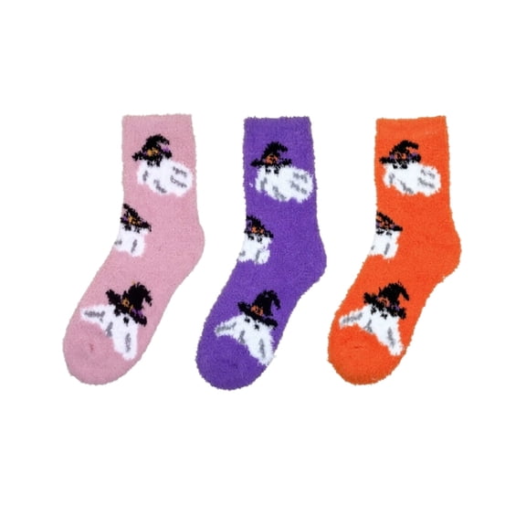 Dweltoz 3 Pack Women Halloween Fuzzy Socks Cute Fall Fluffy Slipper Socks Soft Cozy Warm Home Sleeping Socks Halloween Holiday Gift Socks