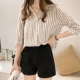 thumbnail image 3 of Sonducket Camisa a rayas Mujer Blusa de verano Cuello Suelta Top casual Prendas para la parte del cuerpo Blanco 3XL, 3 of 8