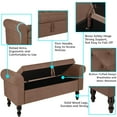 thumbnail image 2 of Storage Bench with Upholstered Rolled Arm Ottoman Bench Couch w/ Solid Wood Legs for Bedroom End of Bed,and Living room,Brown, 2 of 8