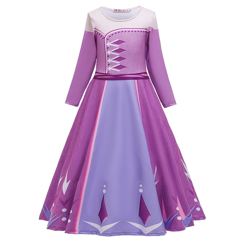 ELSA Girls Princess ANNA Dress Queen Cosplay Costume Gril Fancy Dress&Crown ELSA