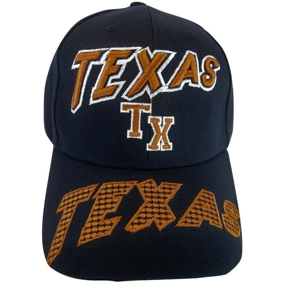 Texas TX Large Script on Bill Adjustable Baseball Cap (Navy)