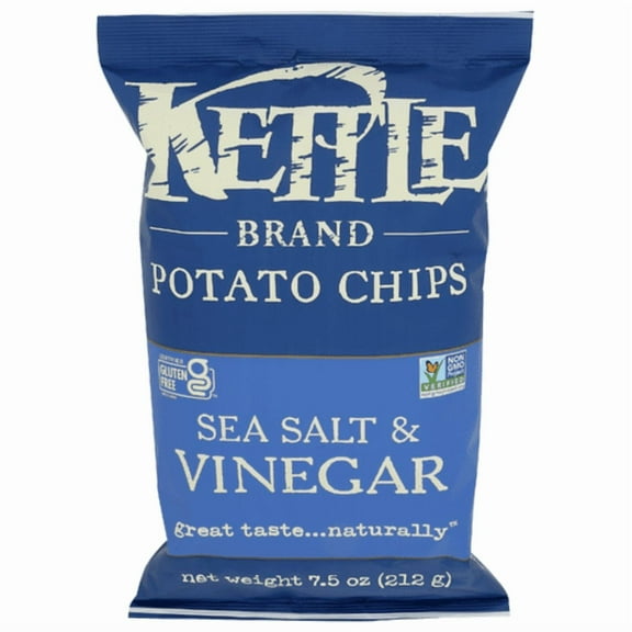 Kettle Sea Salt & Vinegar Potato Chips 7.5 oz - Pack of 3