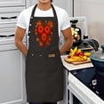 thumbnail image 3 of 2 Pack Adjustable Bib Apron for Cooking - Black with Vibrant Orange & Red Floral Design 2 Pockets Perfect for Men & Women, 3 of 5