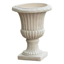 Noble House Antique Outdoor Cast Stone Roman Urn Planter in Antique White