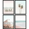 thumbnail image 3 of PixonSign Framed Wall Art, Collage Print Gallery Set 1980s Retro Miami Prints, Set of 4 Ocean Beach Landscape Wall Decor Prints, Nature Wilderness Wall Décor for Bedroom, Office - 8"x10" Black, 3 of 5