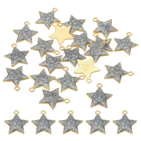 20pcs Star Charm, Pentagram Bracelet Charm Pendants Resin Glitters for Jewelry Making Bracelets,Silvery