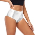 thumbnail image 2 of YONGHS Women's Metallic High Waist Dance Panties Festival Bottoms Nightclub Boyshorts Hot Pants Silver M, 2 of 6