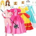 thumbnail image 2 of Vestido de princesa de melocotón para niñas, traje de Cosplay de Margarita Rosalina, Con cómic, para fiesta de Halloween Fivean unisex, 2 of 2