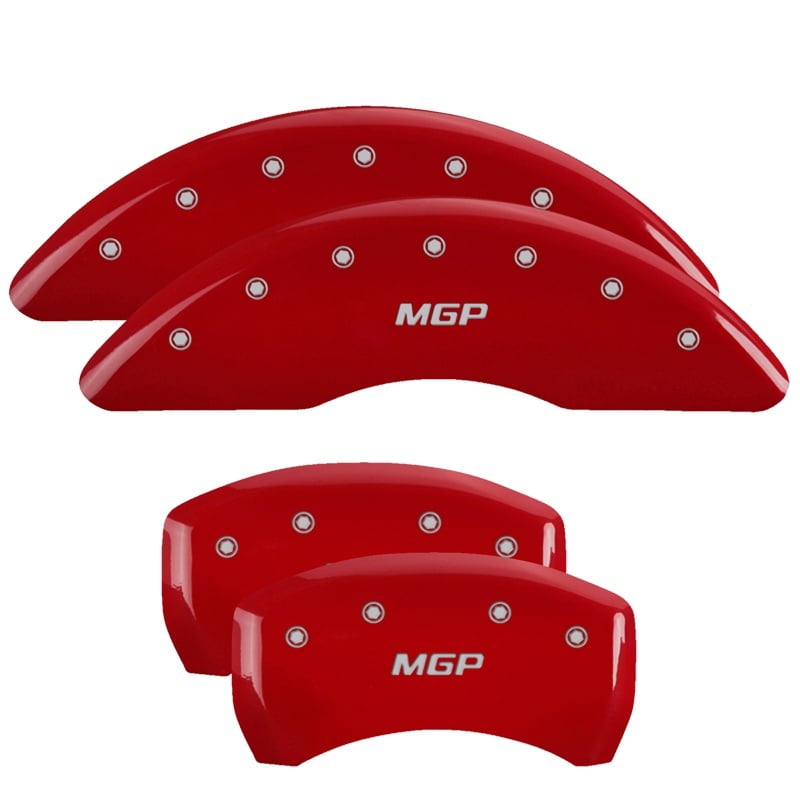 MGP Caliper Covers 22065SMGPRD MGP Engraved Caliper Cover with Red Powder Coat Finish and Silver Characters, Set of 4 