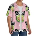 thumbnail image 4 of Easygdp Panda Avocado Men's Casual Short-sleeved Shirt with Pocket and Button Suitable for Beach Vacation Leisure - Small, 4 of 7