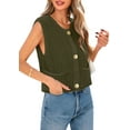 thumbnail image 3 of Shine Up Vest for Women Button Down Cardigan Sweater Sleeveless Crochet Knit Tops with Pockets, 3 of 8