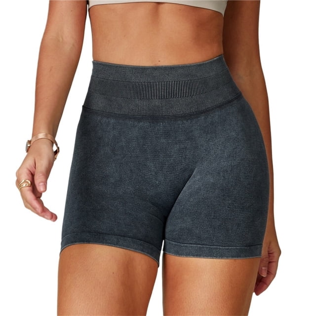 Pantalones cortos de entrenamiento for mujer, cintura alta, control de barriga, sin costuras, yoga, gimnasio, ciclismo, pantalones cortos activos