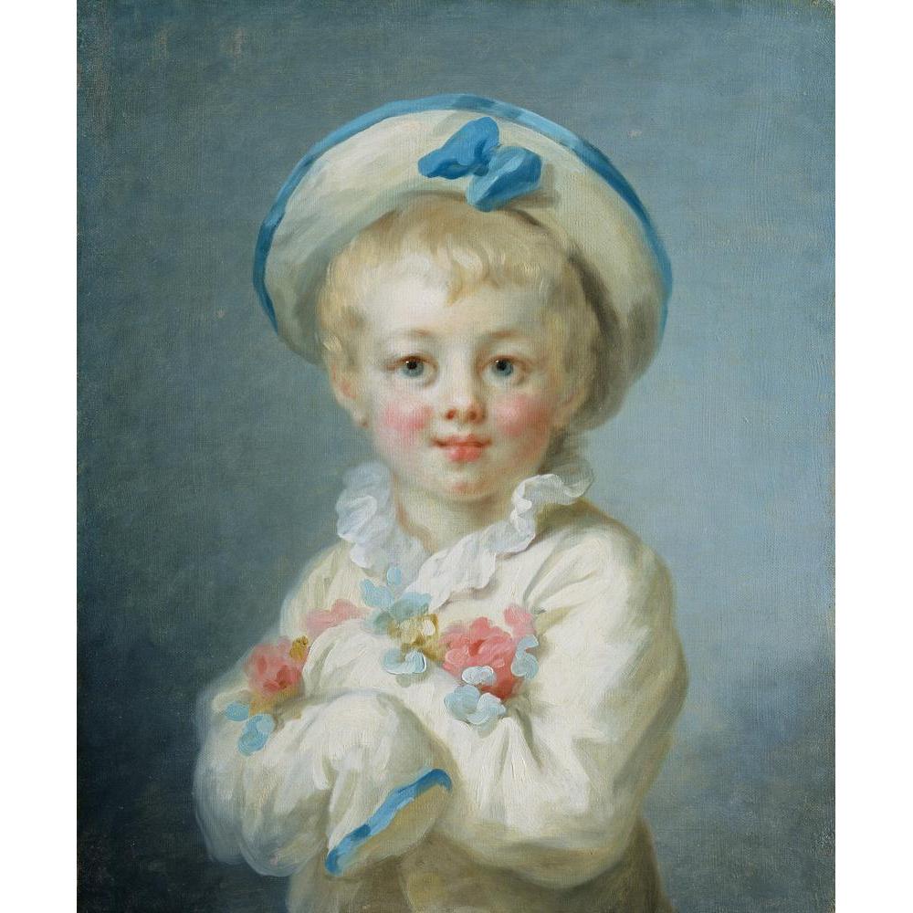 Jean-Honoré Fragonard 12x14 Black Modern Framed Museum Art Print Titled - A Boy as Pierrot (C. 1785)