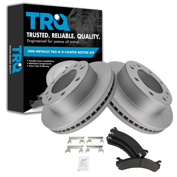 TRQ Coated Rotor & Front Premium Metallic Brake Pad Kit Fits Select Chevy Truck