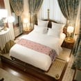 thumbnail image 6 of Bed Runner Scarf for Queen Size Bed, Pink Gingerbread Christmas Beds Scarf Throws for Foot of Bedding, Xmas Tree Gift House Star Decorative Beds Runners for Bedroom Guestroom, 83"x20", 6 of 8