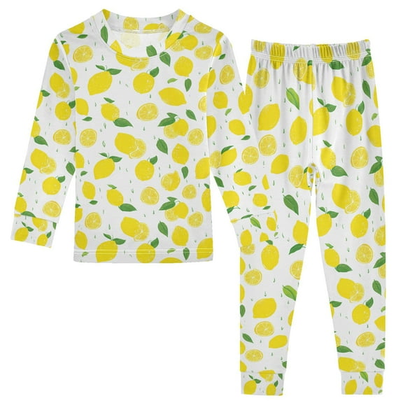 joogoo Lemon Drops 2 Piece Long Sleeve Tee and Pants Cotton Pajama Set 5Y