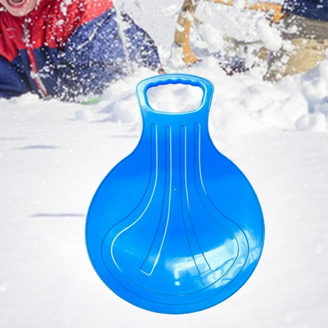 Trineo redondo de polipropileno para deportes de invierno, 50,8 x 36 cm, con asa, para nieve y hierba. Tabla de esquí ligera y multiusos. Azul