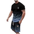 thumbnail image 1 of toraway Casual Club Sets for Men Men's Summer Tracksuit Plus Size Short Sleeve O Neck Athletic Suit Casual Color Block Drawstring Waist Tracksuit Set XXL, 1 of 4