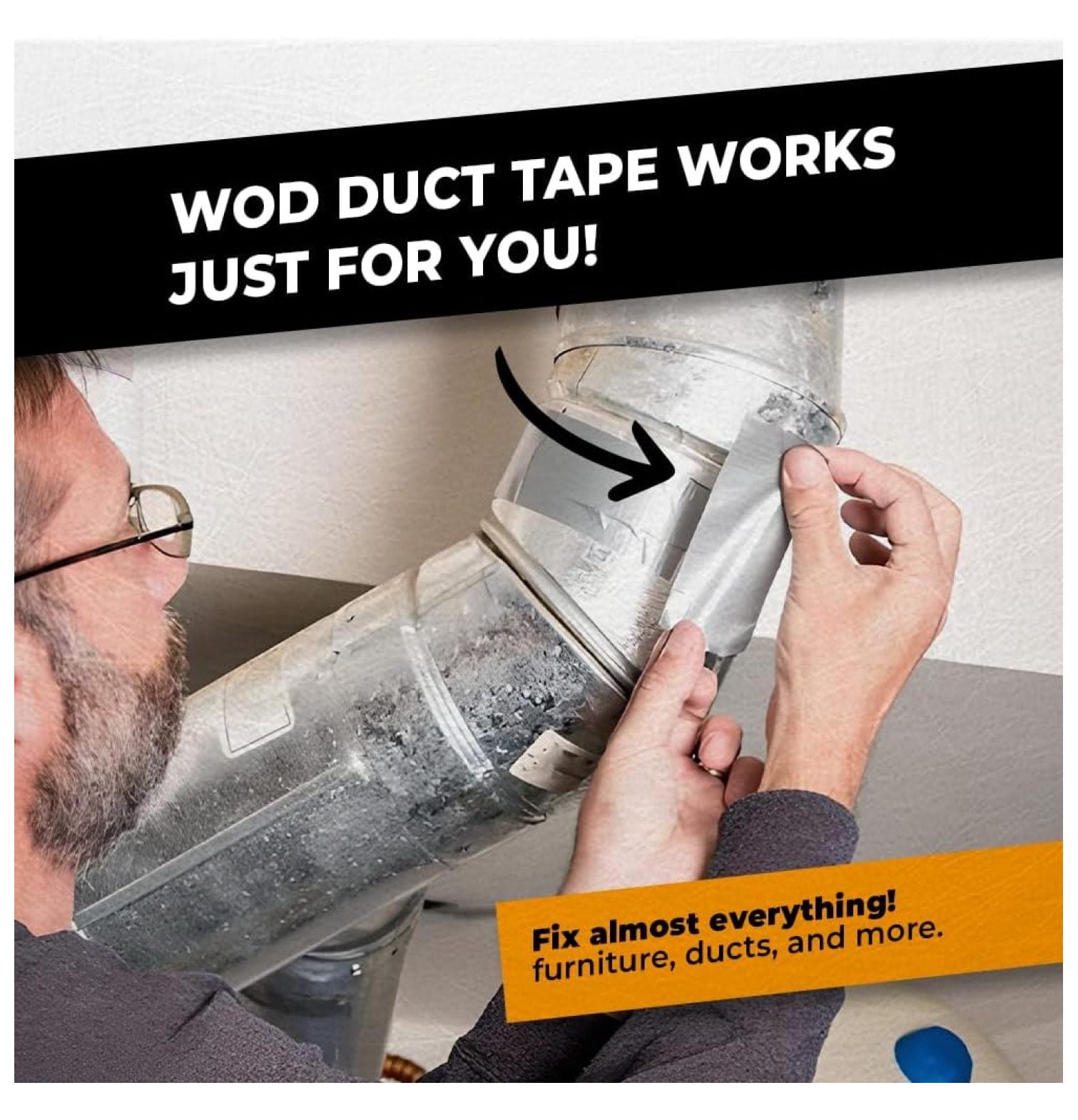 WOD DTC10 Advanced Strength Industrial Grade Racing Orange Duct Tape, 6 inch x 60 ft. Waterproof, UV Resistant For & Home Improvement