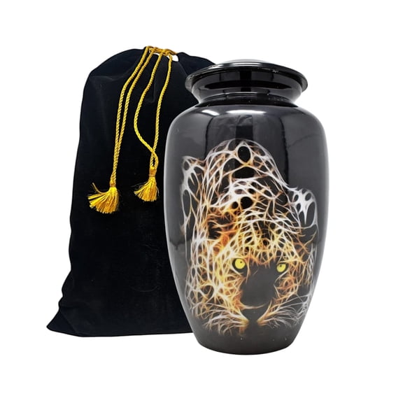 Black Cremation Urn for Human Ashes Adult, Large 200 lbs Capacity, Lion Spirit Design Memorial Urn, Aluminum Funeral Urn with Secure Lid