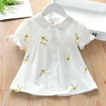 thumbnail image 4 of Visland Baby Short Sleeves , Girls Casual Tops Flower Embroidery A Line Puff Sleeve Lacework Cuff Tops Daily Wear, 4 of 8