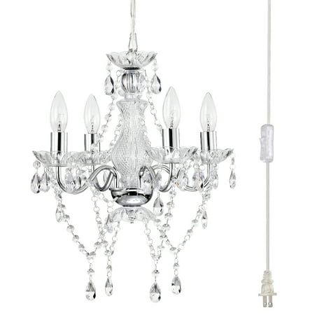 

LaLula Plug in Chandelier Lighting 4-Light Small Chrome Chandelier Crystal Chandelier Light Fixtures for Dining Room