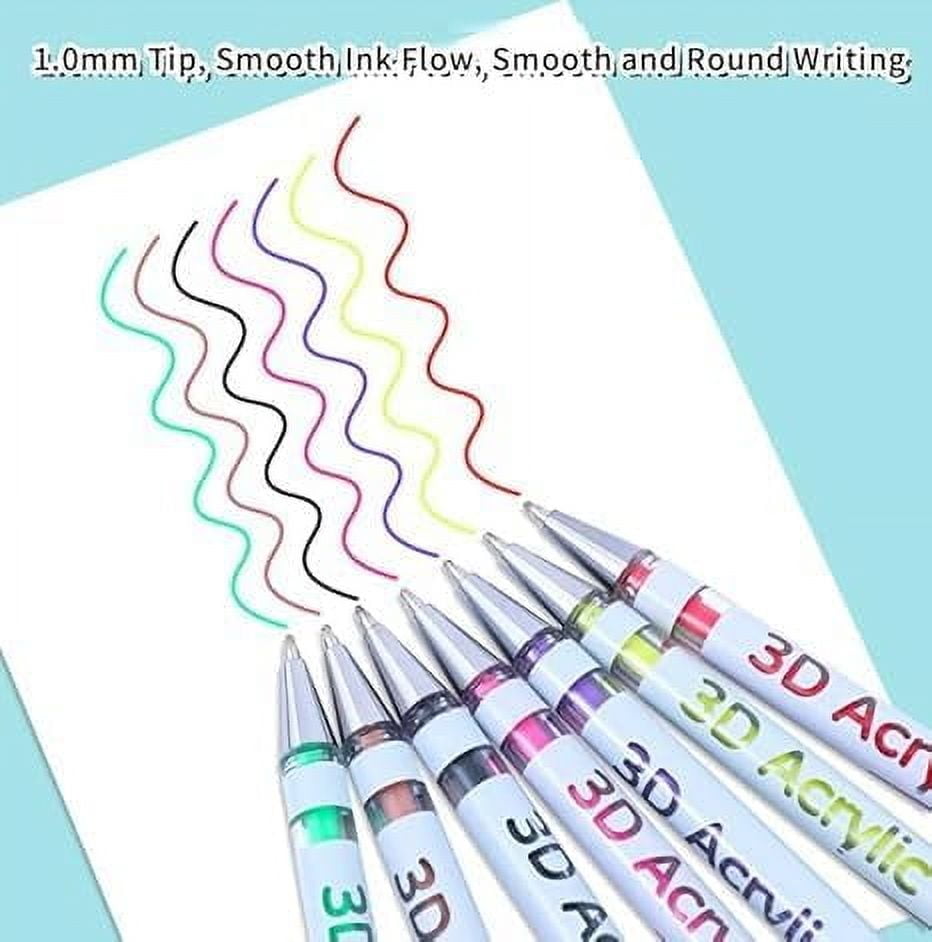 3D Acrylic Gel Pens, 12/24 Colors 3D Acrylic Pen 1.0 mm, Quick Dry Gel Pens Acrylic Markers Write Colorful Life for Coloring Books Painting (24 Colors)