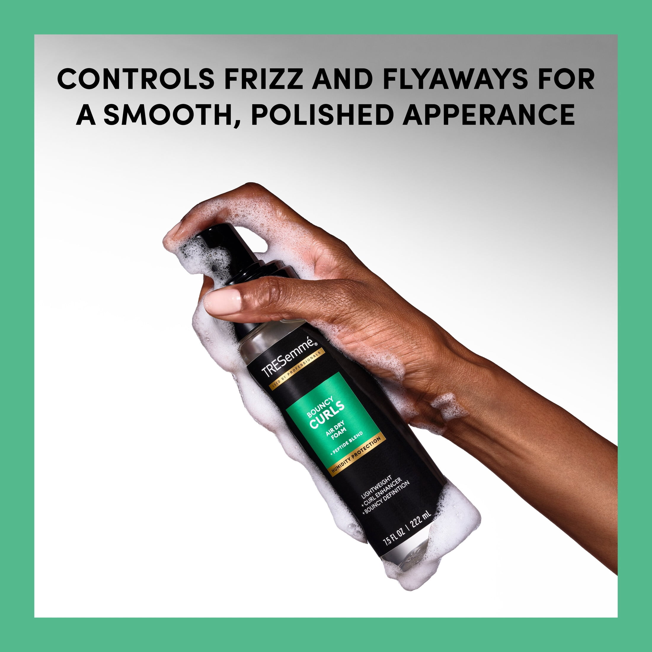 TRESemmé Air Dry Foam for Humidity Protection, Bouncy Curls Foam with Peptide Blend, 7.5 fl oz