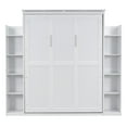 thumbnail image 5 of Modern Murphy Wood Bed with Shelves and LED Lights ,Queen Size Bed with 2 five-layer Cabinet and Foldable Platform,Muti-Functional Designed for Home Office&nbsp;,White, 5 of 9