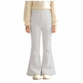thumbnail image 5 of Xyant Girls Ribbed Knit Flare Leggings Elastic High Waist Bell Bottoms Bootcut Kids Stretchy Spring Fall Uniform Pants,Size 5-6 Years, 5 of 8