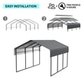 thumbnail image 3 of 10x15 FT Metal Carport, Heavy Duty Car Port Canopy with Enhanced Base and Galvanized Steel Roof Outdoor Garage Car Shelter for Car, Boats and Truck, 3 of 10