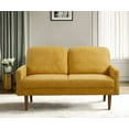 thumbnail image 4 of Xukmct 2 Seater Loveseat Sofa with Wood Legs, Upholstered Velvet Sofa Couch Living Room, Home, Apartment, Office, Yellow, 4 of 8