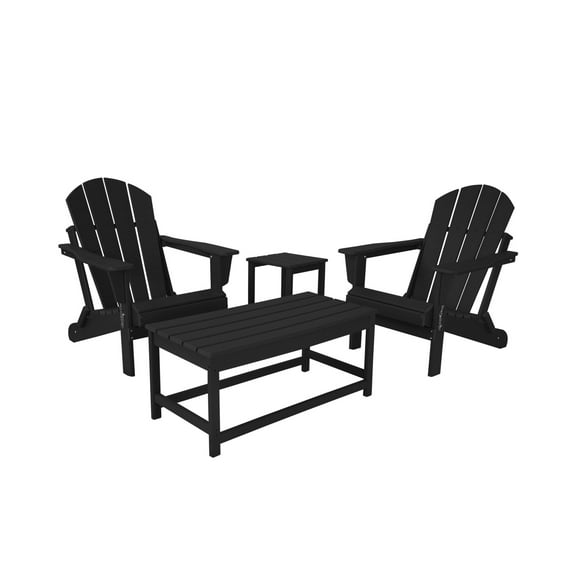 4-Piece Outdoor Paio Adirondack Conversation Seating Set, Black