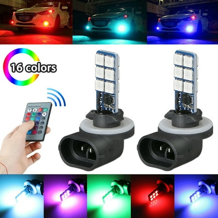 

TureClos 2Pcs 12V RGB LED Car Fog Lights Headlights Remote Control Car Lamps