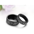 thumbnail image 3 of KATGI Ti Black Titanium Steel English Bible Frosted Cross Band Ring (Men), 3 of 6