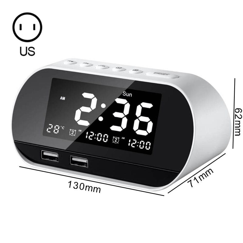 Dual USB Charging Alarm Clock Smart Wireless Radio lcd alarm clock for