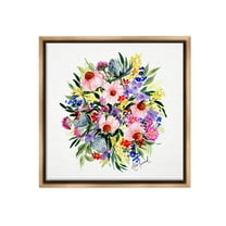 Stupell Industries Vivid Blooming Bouquet Botanical & Floral Painting Brown Floater Framed Canvas Art Print Wall Art, 18 x 18