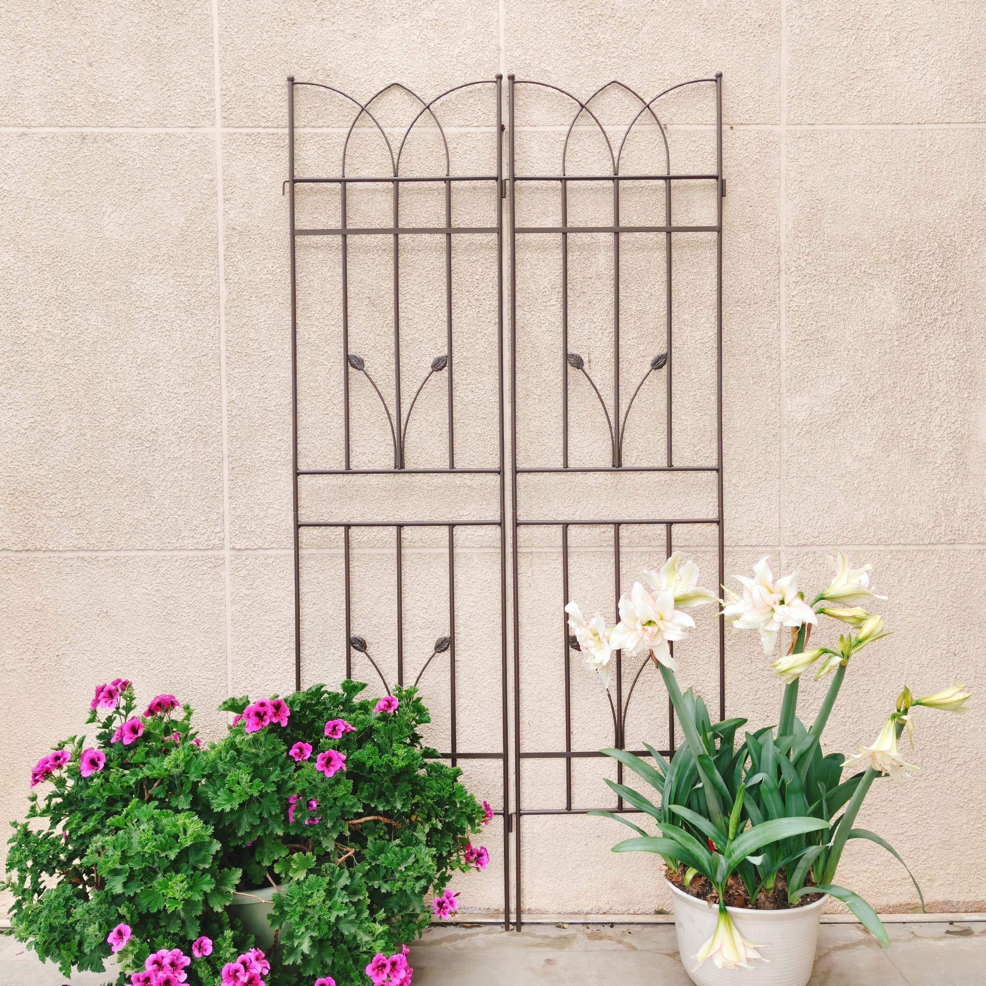Tcbosik 71" x 17.7" Garden Trellis Set of 4, Decorative Outdoor Trellis for Fruits Vegetable Flowers, Brown