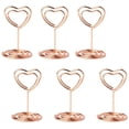 thumbnail image 1 of GFDYREE 20pcs Mini Place Card Holders Table Number Stands Table Card Holder Wire Table Picture Photo Holder with Heart Shape Menu Memo Clips for Wedding Favors, Rose Gold, 1 of 6