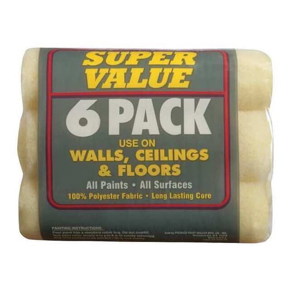 Premier 9" Paint Roller Cover, 1/2" Nap, Polyester 6PK50