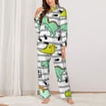 thumbnail image 3 of Disketp Pajamas Set Long Sleeve Sleepwear Womens Button Down Nightwear Pj Sets-Funny Dinosaurs On Stripes, 3 of 9
