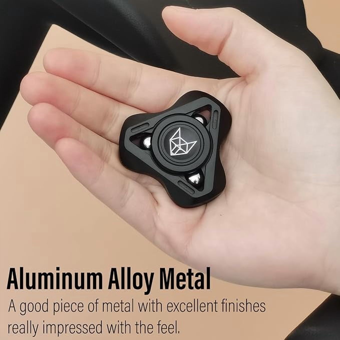 2025 latest Fidget Spinner with Steel Beads, Luminous Metal Spinners Toys for Adults, Premium Bearing 2~4 Min, Autism Sensory ADHD Anxiety Focus Meditation, Aluminum Alloy, Black
