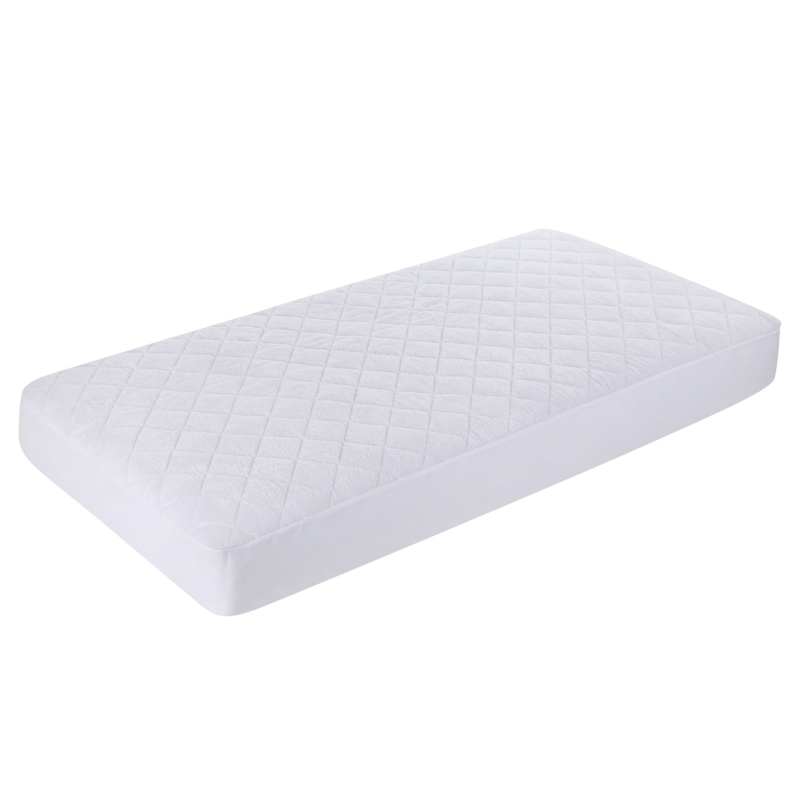 Lunsy Waterproof Crib Mattress Protector Bamboo Fiber Soft Breathable Baby Crib Fitted Mattress Cover,White