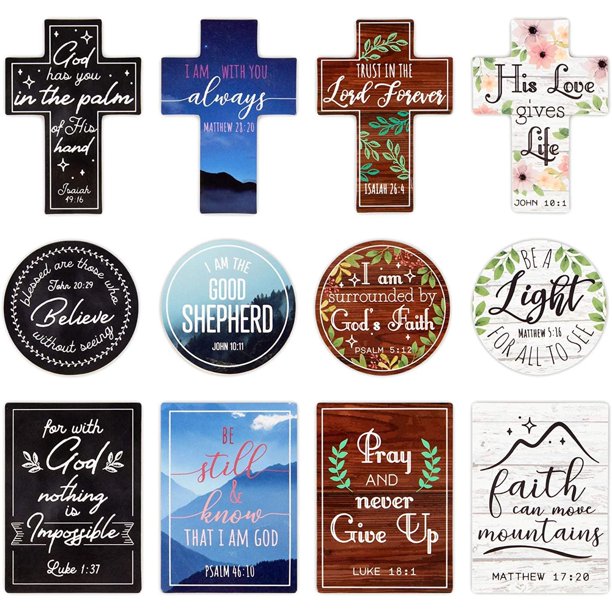 12 Pack refrigerator with Quotes Bible Scripture Inspirational Verses (3 Sizes