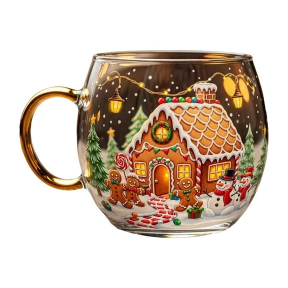 Pekkaxy Stained Glass Christmas Mug, Festive Painted Coffee Tea Mug for Holiday Drinkware