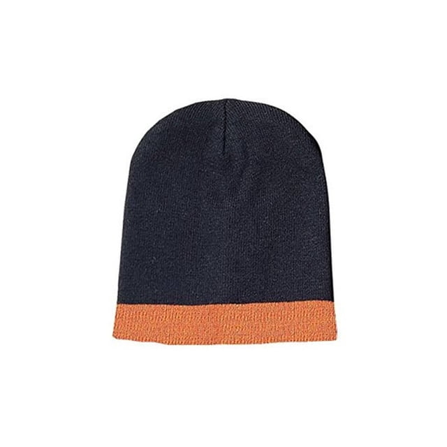 Bonnet Tricoté Deux Tons - Orange Noir