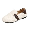 thumbnail image 3 of KEVCHE Womens Fuzzy Loafers ,Buckle Slip On Flat Cozy Winter Shoes, Plush Fleece Upper Buckle Strap Non-Slip Sole Warm Shoes ,Indoor Outdoor Casual Daily Fall Winter Shoes, 3 of 6