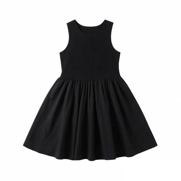 CUSTG Kids Girls Dress Elegant Black Sleeveless Crewneck Dress With Back CutoutSubtle Detailing Relaxed party dresses