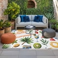thumbnail image 2 of Summer Beach Outdoor Rug for Patio/Deck/Porch, Non-Slip Large Area Rug 5 x 7 Ft, Tropical Coconut Watermelon Lemon Flamingo Indoor Outdoor Rugs Washable Area Rugs, Camping Rug Carpet Runner, 2 of 8