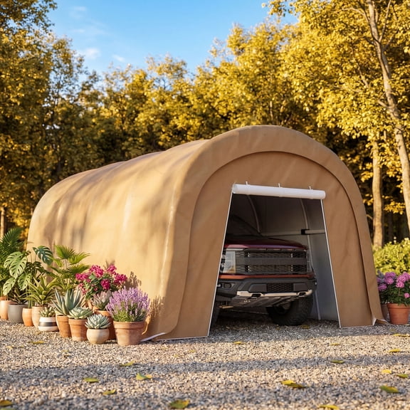 MOALCOFER 10'x20' Carport,Heavy Duty Car Canopy with Steel Frame,Portable Garage with Waterproof PE Roof